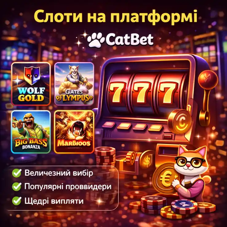 Бібліотека слотів CatBet з іграми Gates of Olympus, Sweet Bonanza, Aviator та фільтрами за провайдером, волатильністю і тематикою